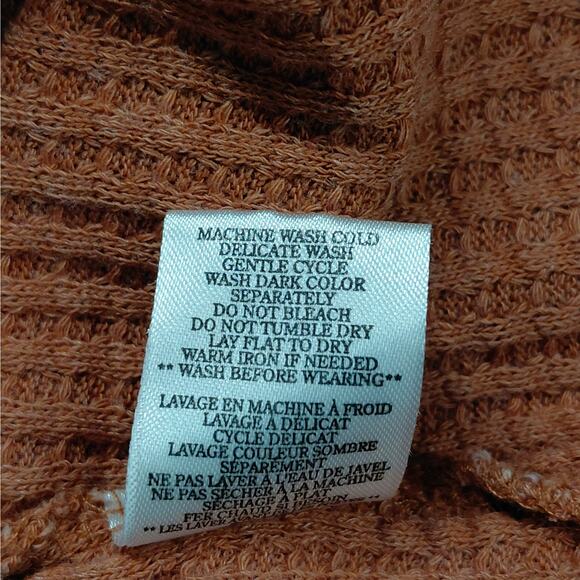 White Crow Boho Waffle Knit Thermal Top Women's Medium Rust Long Sleeve Henley - Picture 7 of 7